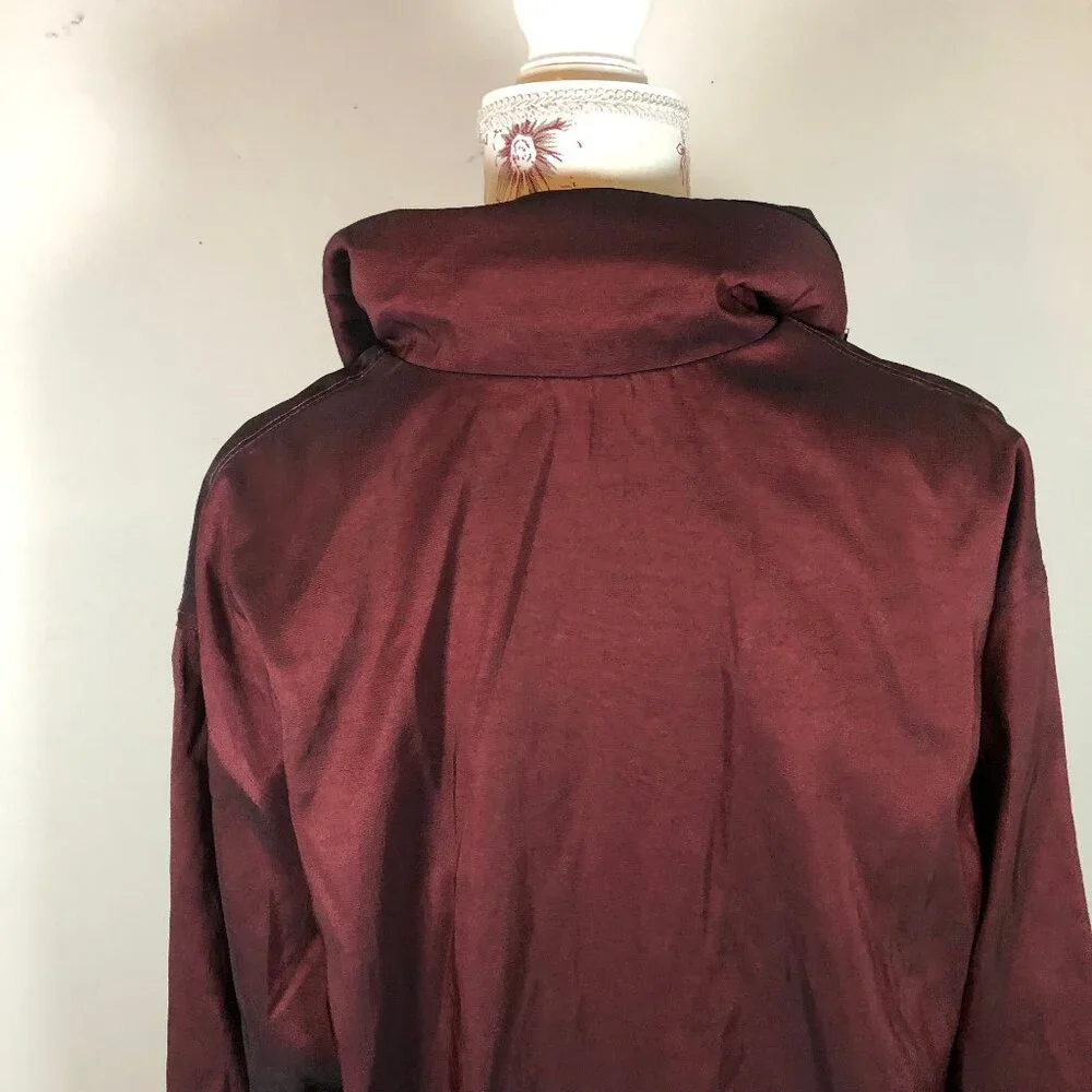 Vintage Reversible Zip-Up Coat — Burgundy & Black, Classic Minimalist Style